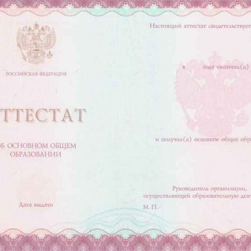 Аттестат 9 класс 2020-2025